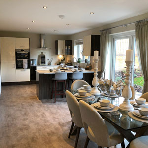 Kitchen and dining area of new house